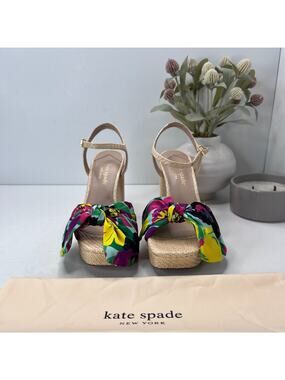 Kate Spade Lucie Orchid Bloom Platform Sandals Multicolor Women 8B Tried On